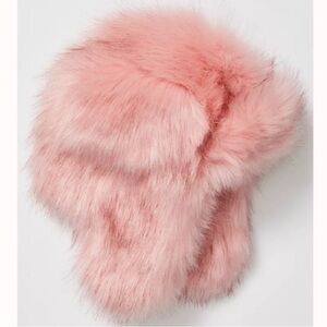 Free people heads and tails pink faux fur bomber hat new without tags
